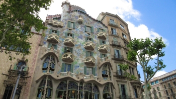 View of Casa Battlo, a building designed by Antonio Gaudi, a famous architect