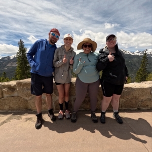 Group photo of lab members in the Rocky Mountains