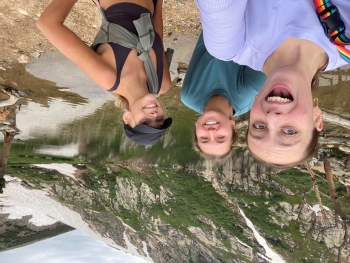 Selfie of Cameron, Josalin, and Ella during a hike