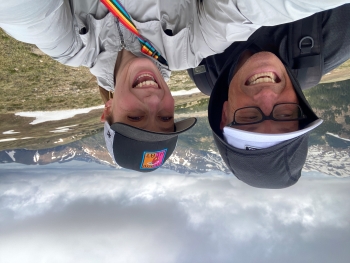 Selfie of Cameron and her dad while on a hike