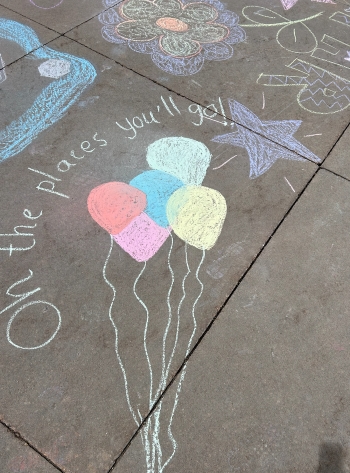 Chalk artwork around the CHCO campus