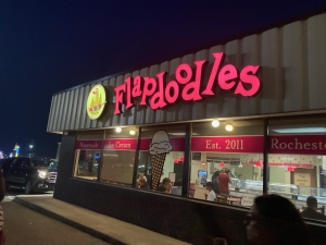 Storefront of Flapdoodles, an ice cream shop established in 2011