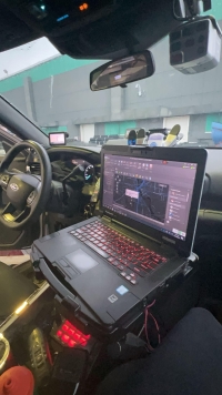 Laptop inside a police cruiser