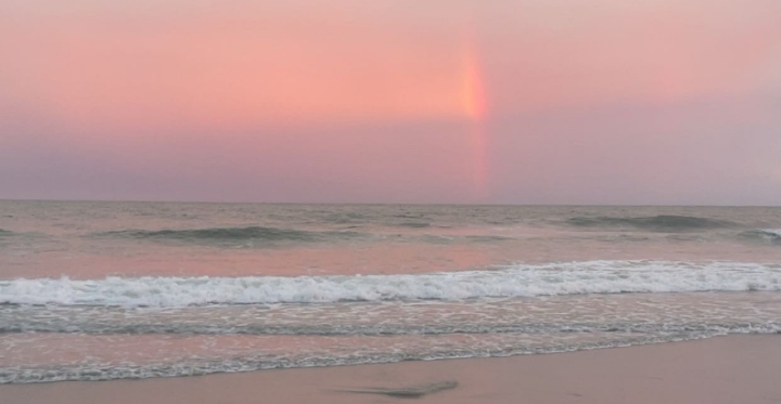 A beautiful pink sunset over the beach near Georgetown, South Carolina