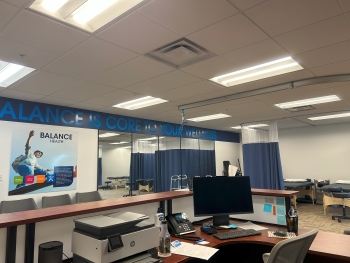 Office area behind front desk of Fyzical Therapy and Balance Centers