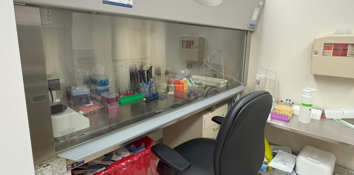 View of the sterile hood area where Charlotte works