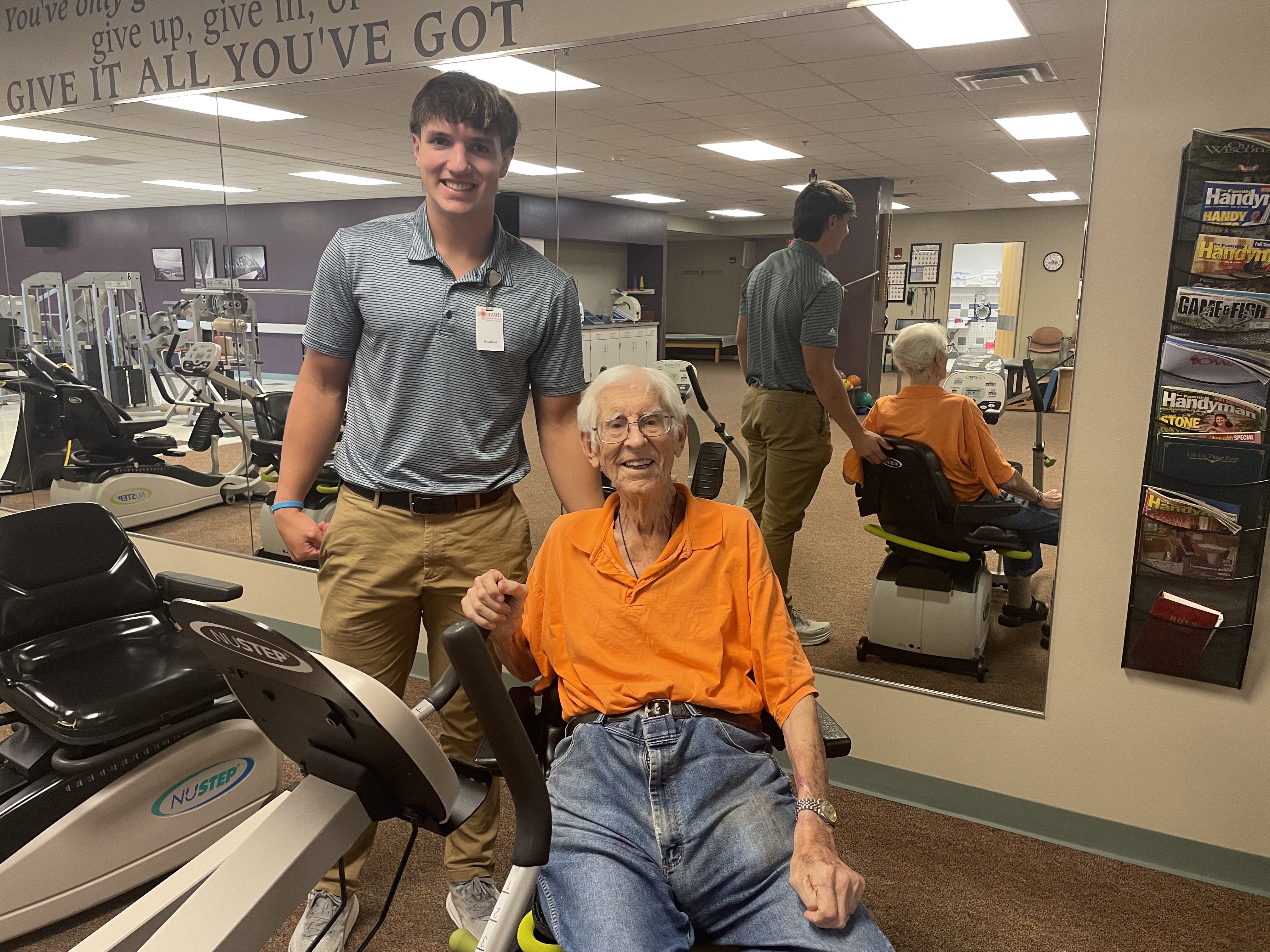 Charlie posing with a patient