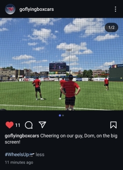 Screenshot of an Instagram post from the Hagerstown Flying Boxcars