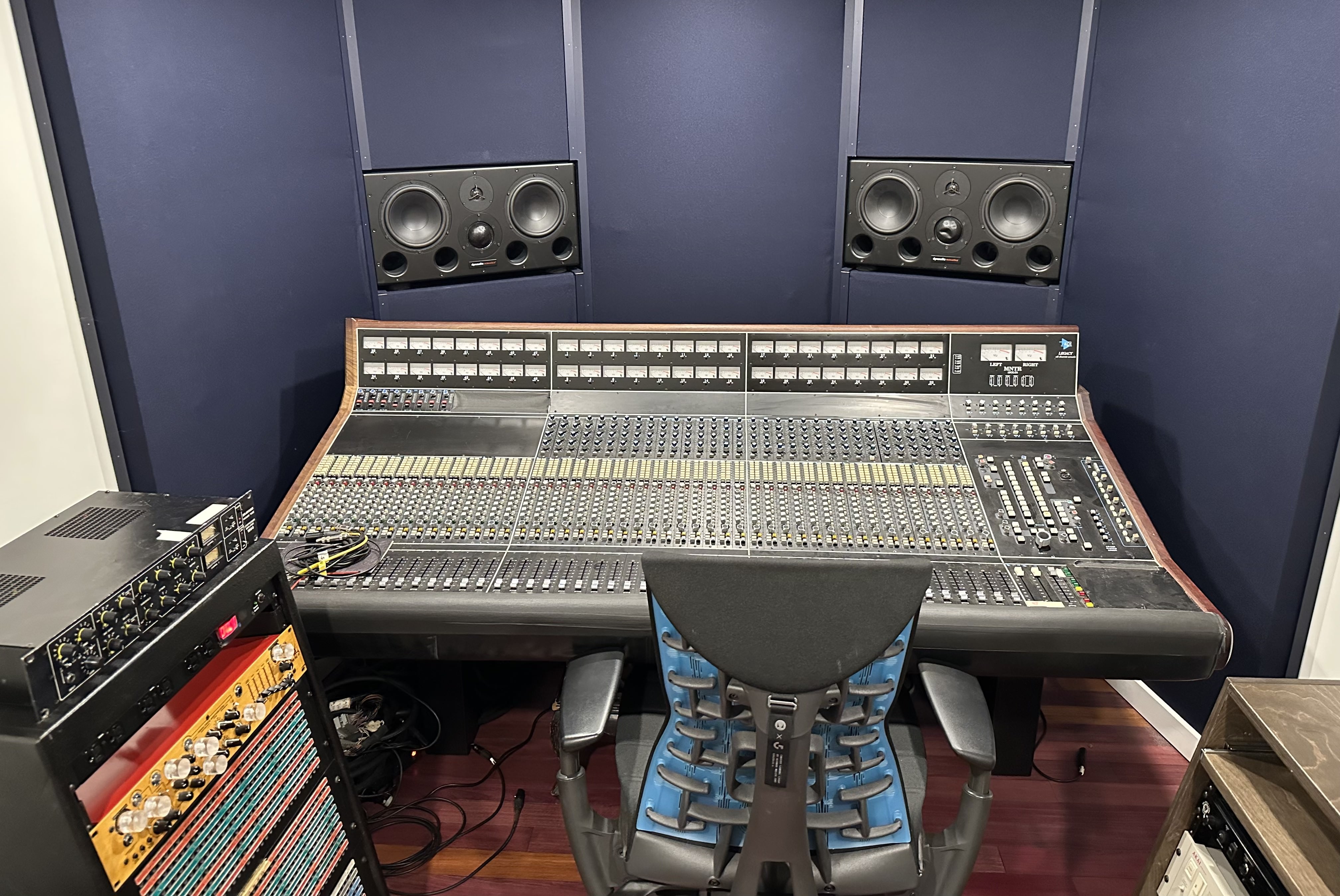 View of a small recording studio room