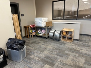 Room contains finished museum exhibit items