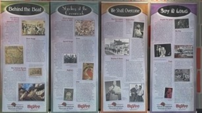 Close up of part of a new temporary exhibit in the African American Museum of Iowa