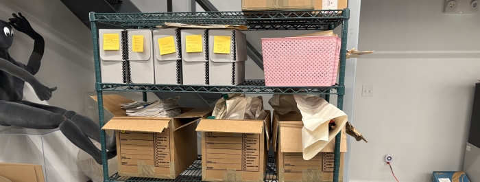 Shelf of archival boxes