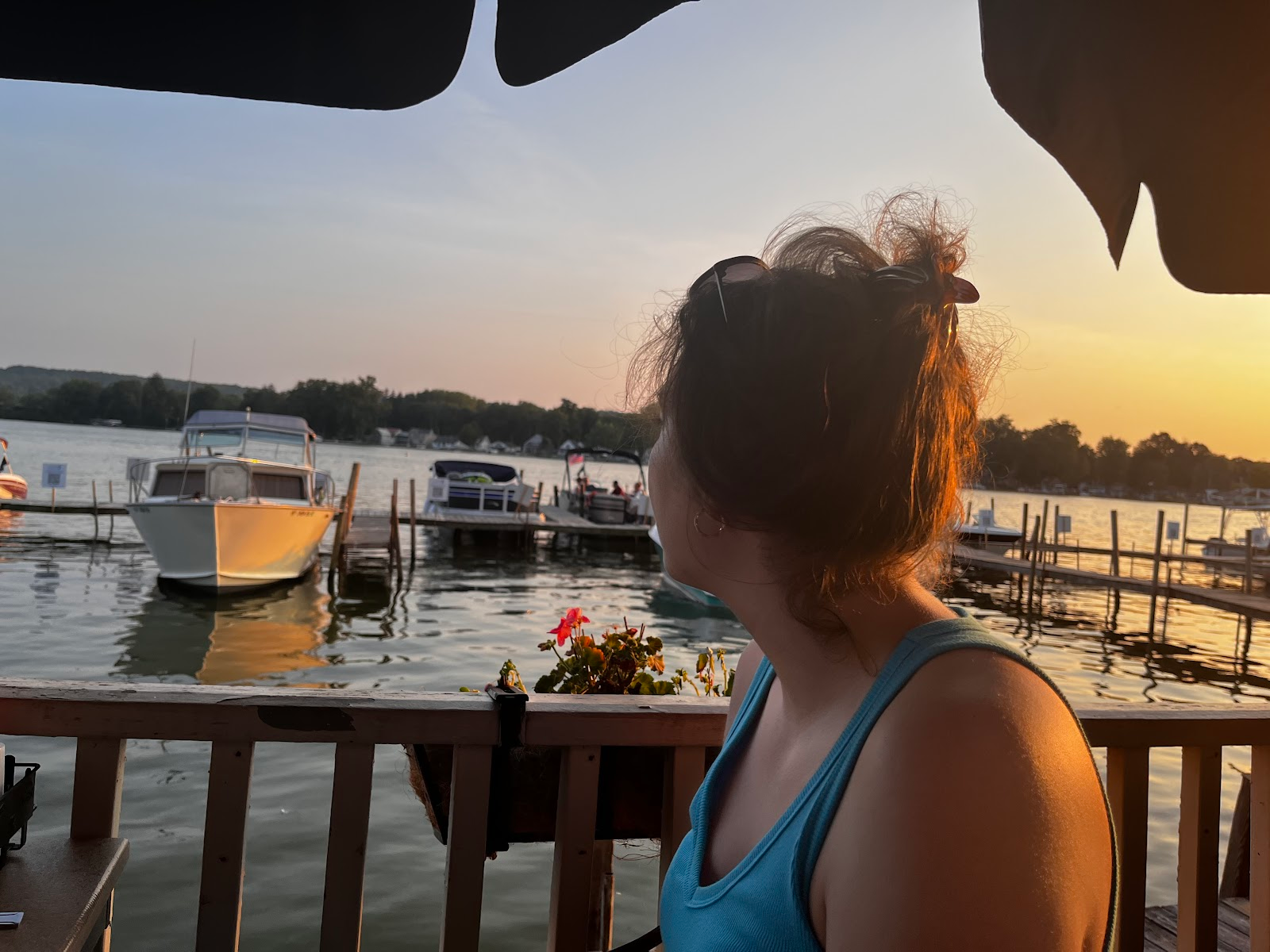 View of Ren's profile as they look out at the lake