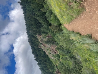 View of a trail during an uphill hike