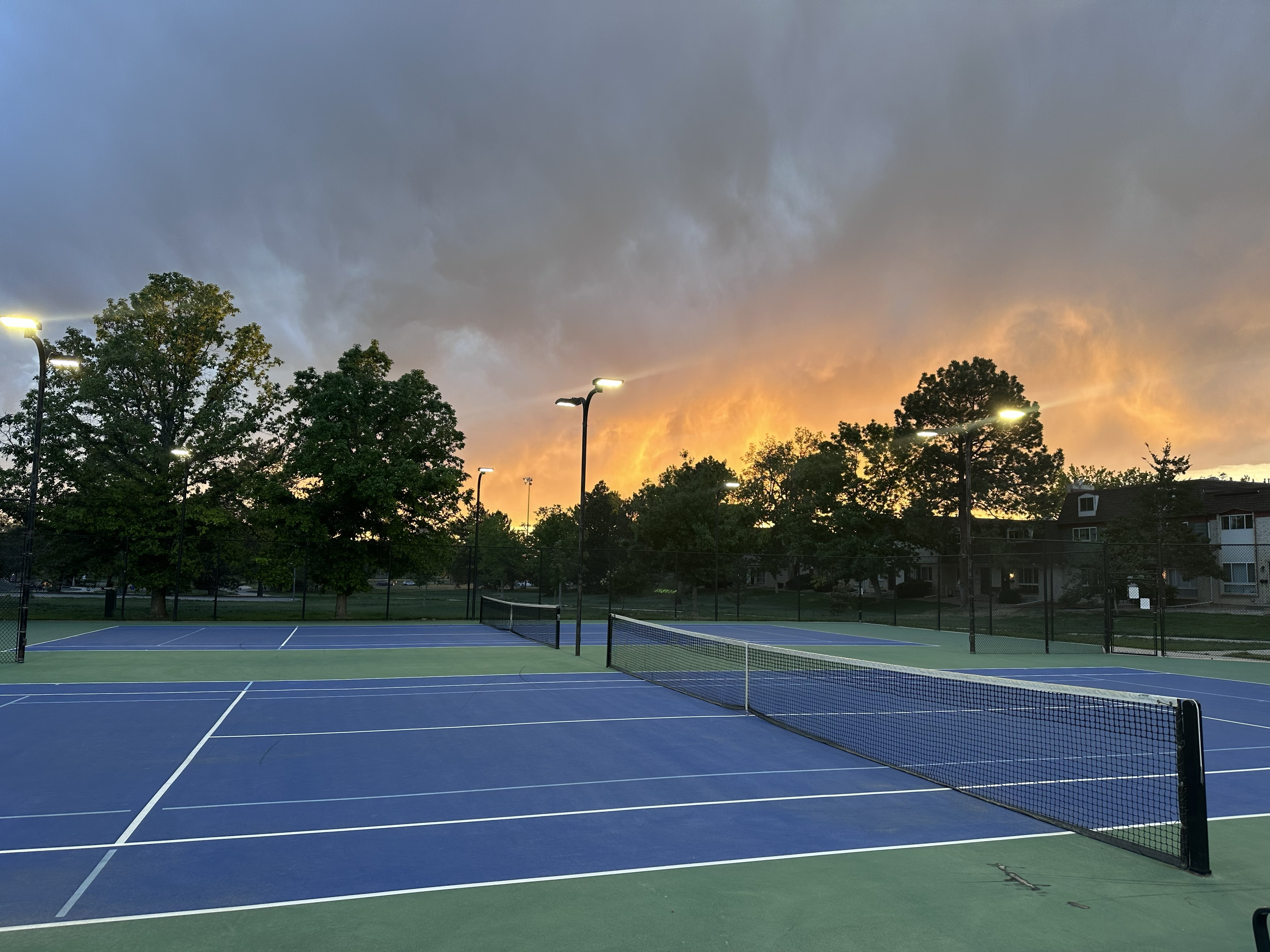 Playing tennis during down time on the Front Range
