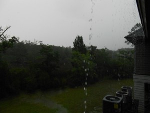 Thunderstorm at noon.