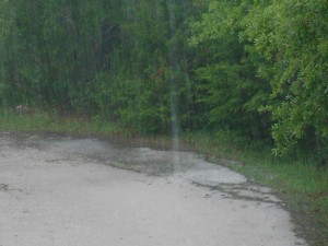 Pouring outside the lab.