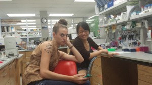 Sarah (left) and Yuan (right) hanging out at the end of the day.