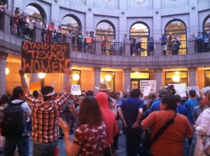 The rotunda where people on both sides chanted all day