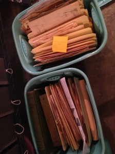 Just a smidgen of the paper materials, sorted. You can see a bit of the oversize photocopies in there, along with everything else.