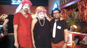 Two of the other drag queens and Ben, who organized our Silent Auction
