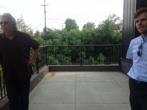 Scott Mateo "the talent" looking over the space where the band will be playing. 