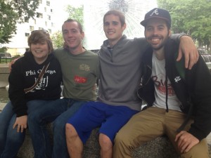 Here we are at the festival, sitting in front of one of my water features in Minneapolis. 