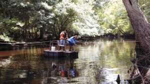 Moments before falling into the water