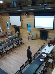 Setting up for the meeting at Dixie Plantation.