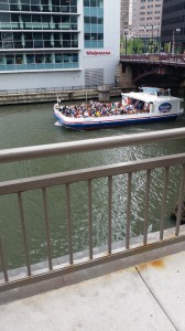 An architectural boat tour on the river.