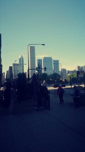 View of Chicago walking to the deposition