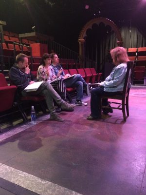 The actors receiving notes from director Christy