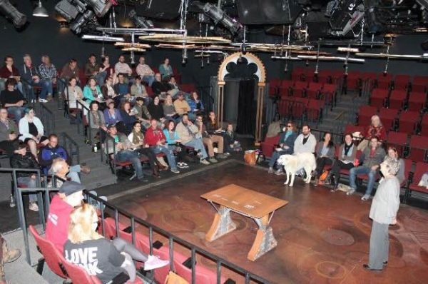 A full company meeting featuring the set of Watson